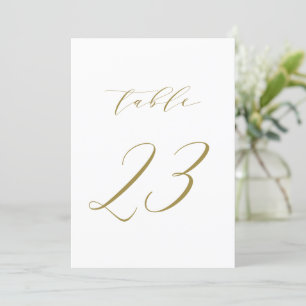 Convites Tabela de Casamento de Script Minimalista Dourado