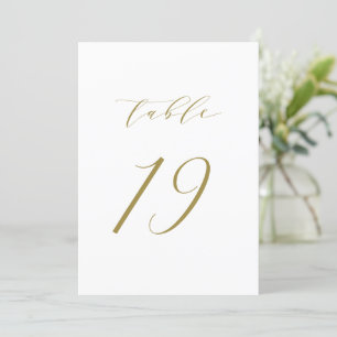 Convites Tabela de Casamento de Script Minimalista Dourado 
