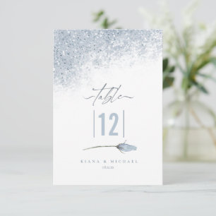 Convites Tabela de Casamento Floral Sparkles Número Blue I