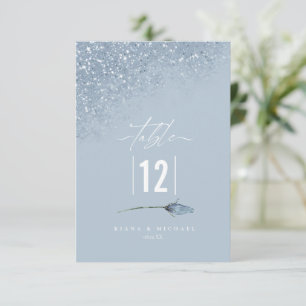 Convites Tabela de Casamento Floral Sparkles Número Blue I