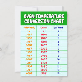Convites Tabela de Conversão de Temperatura do Forno - Cart