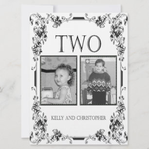 Convites Tabela de fotos branca e preta Vintage número 2