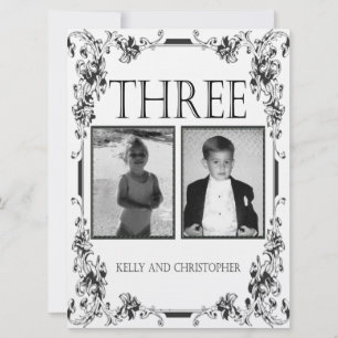 Convites Tabela de fotos branca e preta Vintage número 3