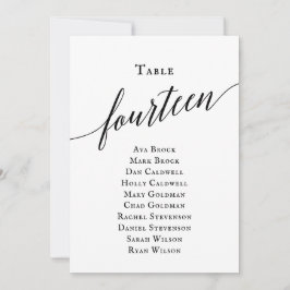 Convites Tabela de Script Elegante Preto Número 14 Gráfico 