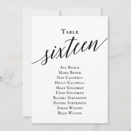 Convites Tabela de Script Elegante Preto Número 16 Gráfico 