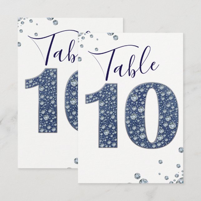 Convites Tabela Esparcial Denim & Diamantes Número 10 TEN (Frente/Verso)