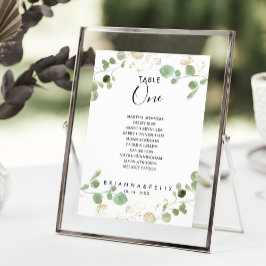 Convites Tabela Eucalyptus Dourada Número 1 Gráfico Sentado