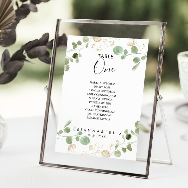 Convites Tabela Eucalyptus Dourada Número 1 Gráfico Sentado (Criador carregado)