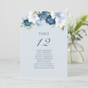 Convites Tabela Floral Número 12 Gráfico de Assentos Azui