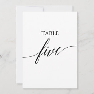 Convites Tabela Imprimível 5 x 7 preto Elegante Número 5