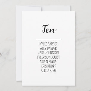 Convites Tabela Minimalista Número 10 Sentado