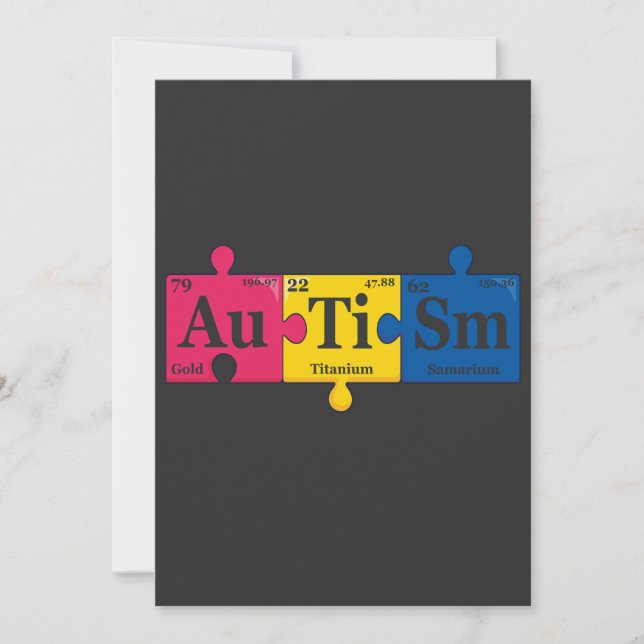 Convites Tabela Periódica Elementos Autismo Conscientização (Frente)