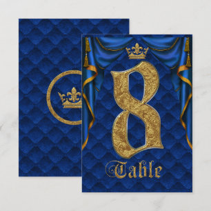 Convites Tabela Real Azul Dourada Casada Coroa Número 8