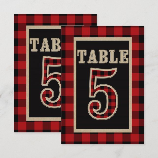 Convites Tabela russa de Xadrez de Buffalo Vermelho e Negro (Frente/Verso)