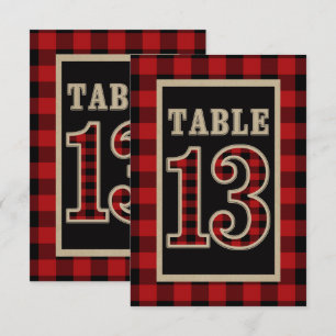 Convites Tabela Rústica de Xadrez Búfalo Vermelha e Negra N