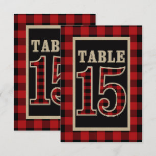 Convites Tabela Rústica de Xadrez Búfalo Vermelha e Negra N