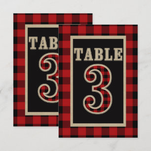 Convites Tabela Rústica de Xadrez Búfalo Vermelha e Negra N