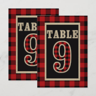 Convites Tabela Rústica de Xadrez Búfalo Vermelha e Negra N