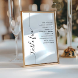 Convites Table 5 Vertical Script Wedding Seating Chart Card