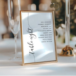 Convites Table 8 Vertical Script Wedding Seating Chart Card