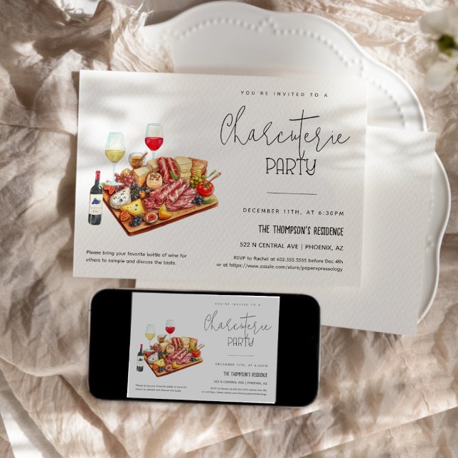 Convites Tábua de Charcutaria Vinho Queijo Qualquer Oportun (Criador carregado)