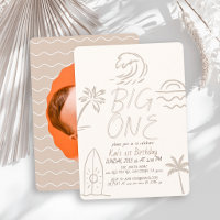 Tábua de Surf Big One Doodle Foto Bege 1º Aniversá