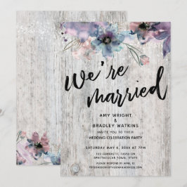 Convites Tábuas Desgastadas Flores Luzes Nós somos Casados