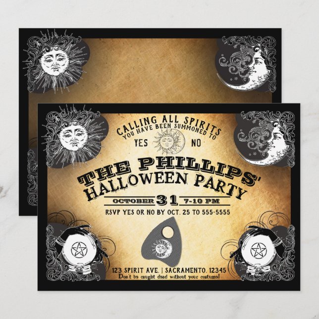 Convites Tábula de Espírito Halloween Espíritos Caça Fantas (Frente/Verso)