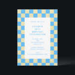 Convites Tabuleiro de diversão Azul-Geométrico Aniversário<br><div class="desc">Convite de aniversário geométrico do Quadro de Verificação Moderno e Divertido em Azul Claro</div>