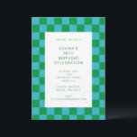 Convites Tabuleiro de diversão Azul Verde Aniversário Geomé<br><div class="desc">Convite de aniversário geométrico do Quadro de Verificação Moderno e Bonito em Azul e Verde</div>