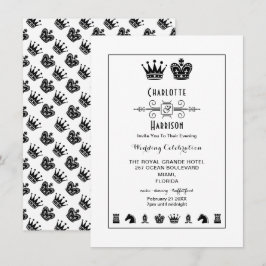 Convites Tabuleiro de Xadrez Rei e Rainha Jogo Noite de Cas