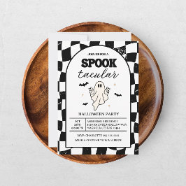 Convites Tabuleiro de Xadrez Retro Espetacular de Halloween