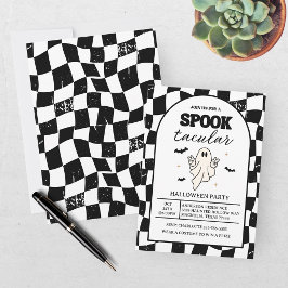 Convites Tabuleiro de Xadrez Retro Espetacular de Halloween