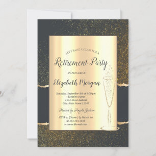 Convites Taça de Champanhe de Confete Dourado Elegante Apos