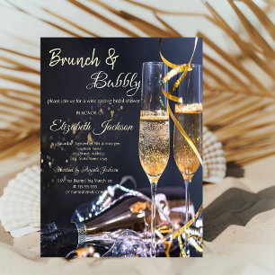 Convites Taça de Champanhe Elegante Brunch & Bubbly Bridal