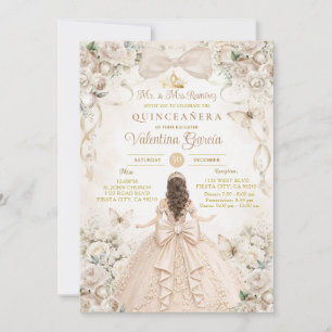 Convites Taça de Champanhe Floral Quinceañera Princesa