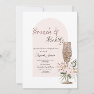 Convites Taça de Champanhe Flores Boho Brunch & Espumante