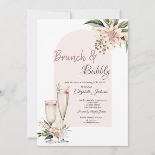 Convites Taça de Champanhe Flores Boho Brunch & Espumante