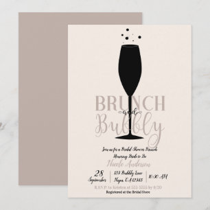 Convites Taça de champanhe preto Brunch Espumante Brunch nu