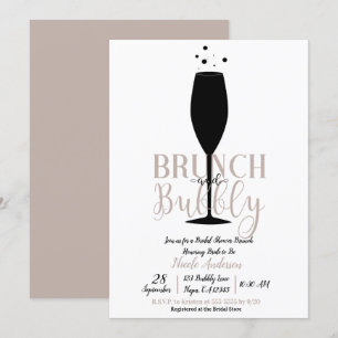 Convites Taça de champanhe preto Brunch Espumante Brunch nu