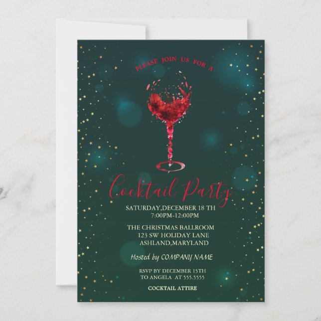 Convites Taça de Coquetel com Confetes Estrelas Festa de Na (Frente)