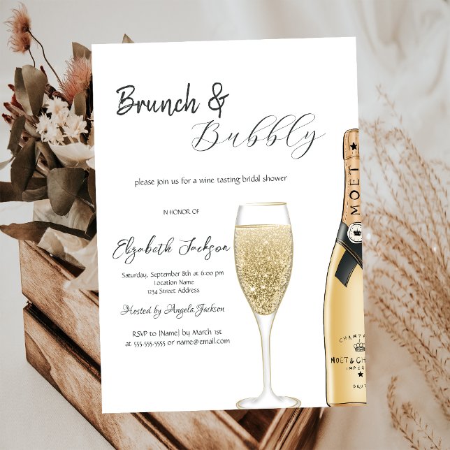 Convites Taça de Garrafa de Champanhe Moet Brunch & Bubbly (Criador carregado)