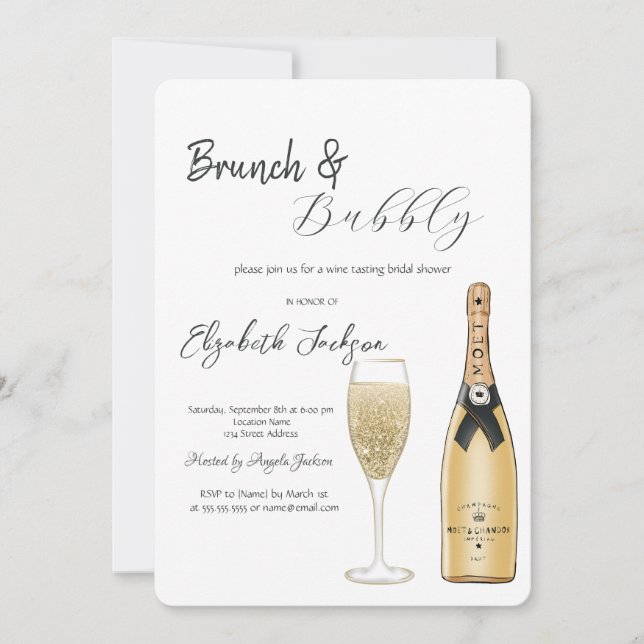 Convites Taça de Garrafa Moet Brunch & Bubbly  (Frente)