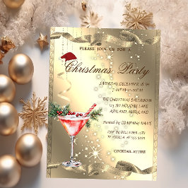 Convites Taça de Martini Brilho Dourado Natal Corporativo