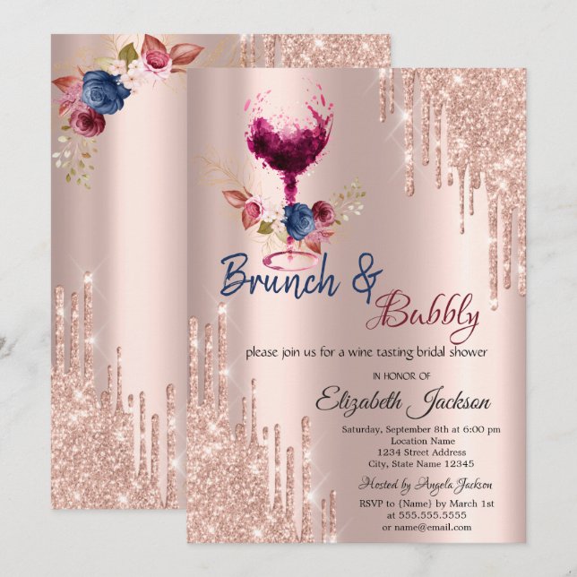 Convites Taca de Vinho, Brunch de Gotas e Brunch Espumante  (Frente/Verso)