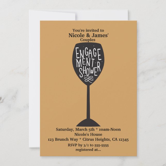 Convites Taça de Vinho CHUVA DE PRESENTES Qualquer Cor Conv (Frente)