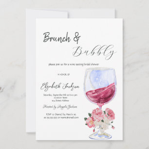 Convites Taça de Vinho Floral Brunch & Espumante