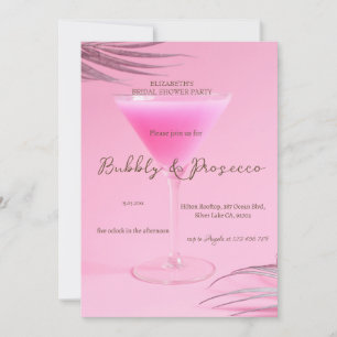 Convites Taça de Vinho Folhas de Palmeira Bridal Shower Esp