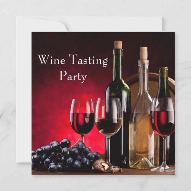 Convites Taça de Vinho Garrafas Prova de Vinho Festa (Frente)