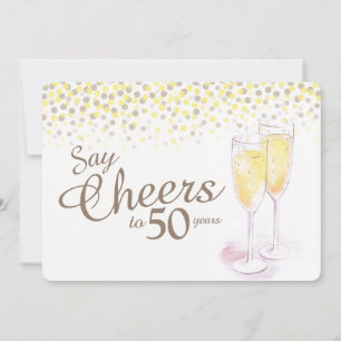 Convites Taças de champanhe Cheers 50º aniversário